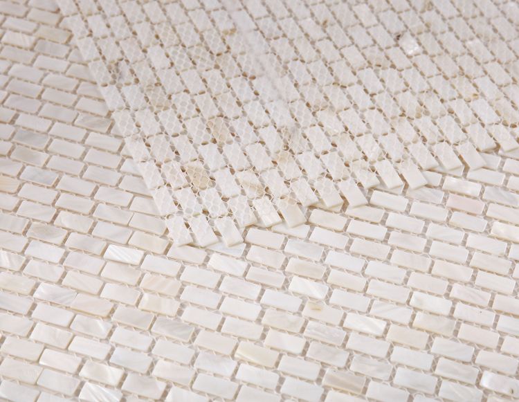 Elysium - Pearl White Mini Brick 11.25 in. x 11.25 in. Pearl Brick Mosaic