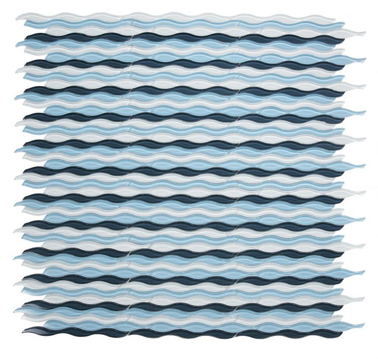 Elysium - Water Blue 11.5 in. x 12.25 in. Glass Mosaic