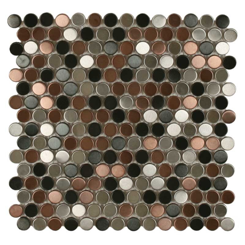 Maniscalco - Perth Penny Rounds Series - Metal and Ceramic Mosaic - Blend Brushed