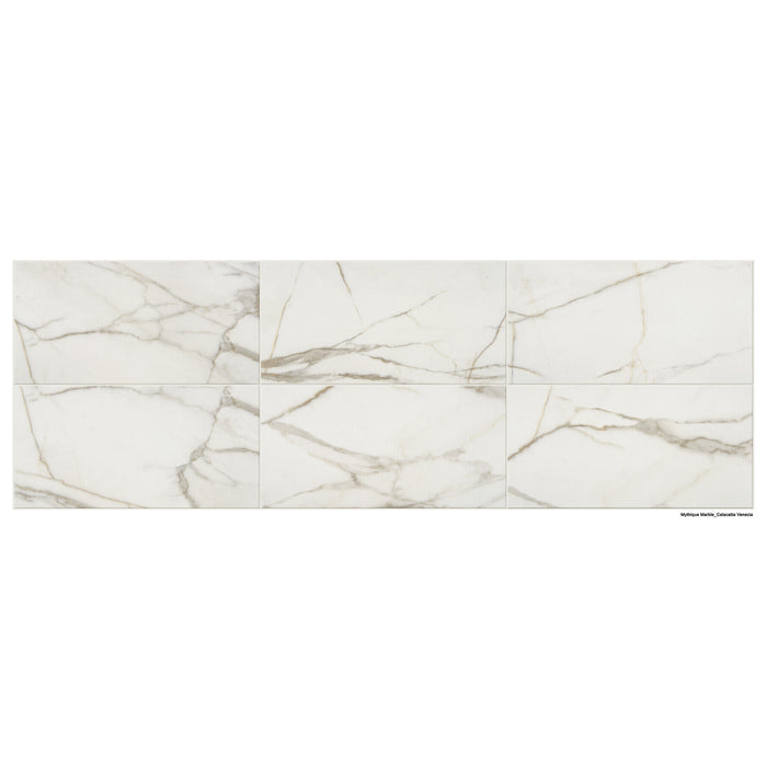American Olean - Mythique Marble 12 in. x 24 in. Colorbody Porcelain Tile - Calacatta Venecia Matte Variation