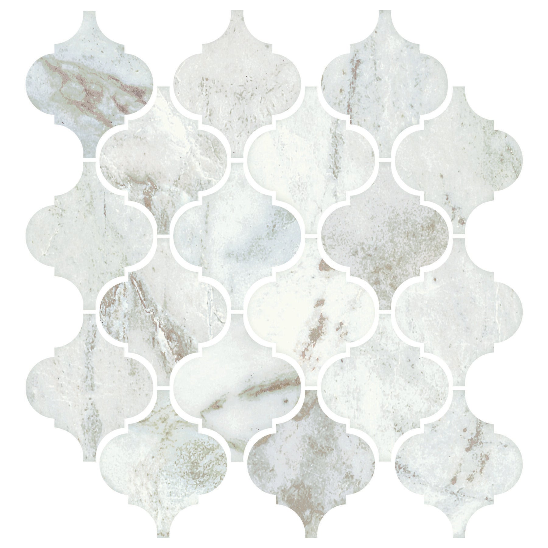 American Olean - Mythique Marble - Arabesque Glazed Ceramic Mosaic - Majestic