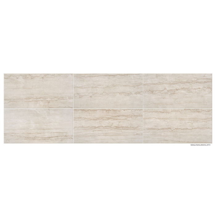 American Olean - Mythique Marble 12 in. x 24 in. Colorbody Porcelain Tile - Botticino Polished Variation