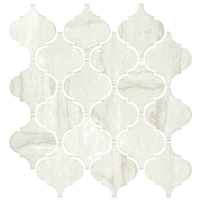 American Olean - Mythique Marble - Arabesque Glazed Ceramic Mosaic - Botticino