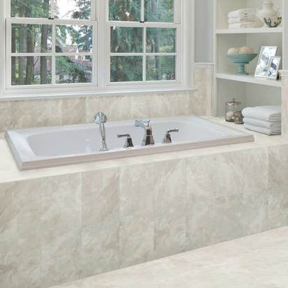 American Olean Mirasol 12 in. x 24 in. Glazed Porcelain Floor Tile - Bianco Carrara Matte