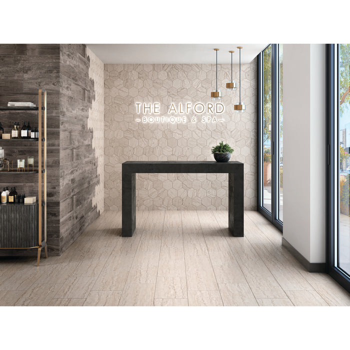 American Olean - Mythique Marble 24 in. x 24 in. Colorbody Porcelain Tile - Botticino Polished Room scene