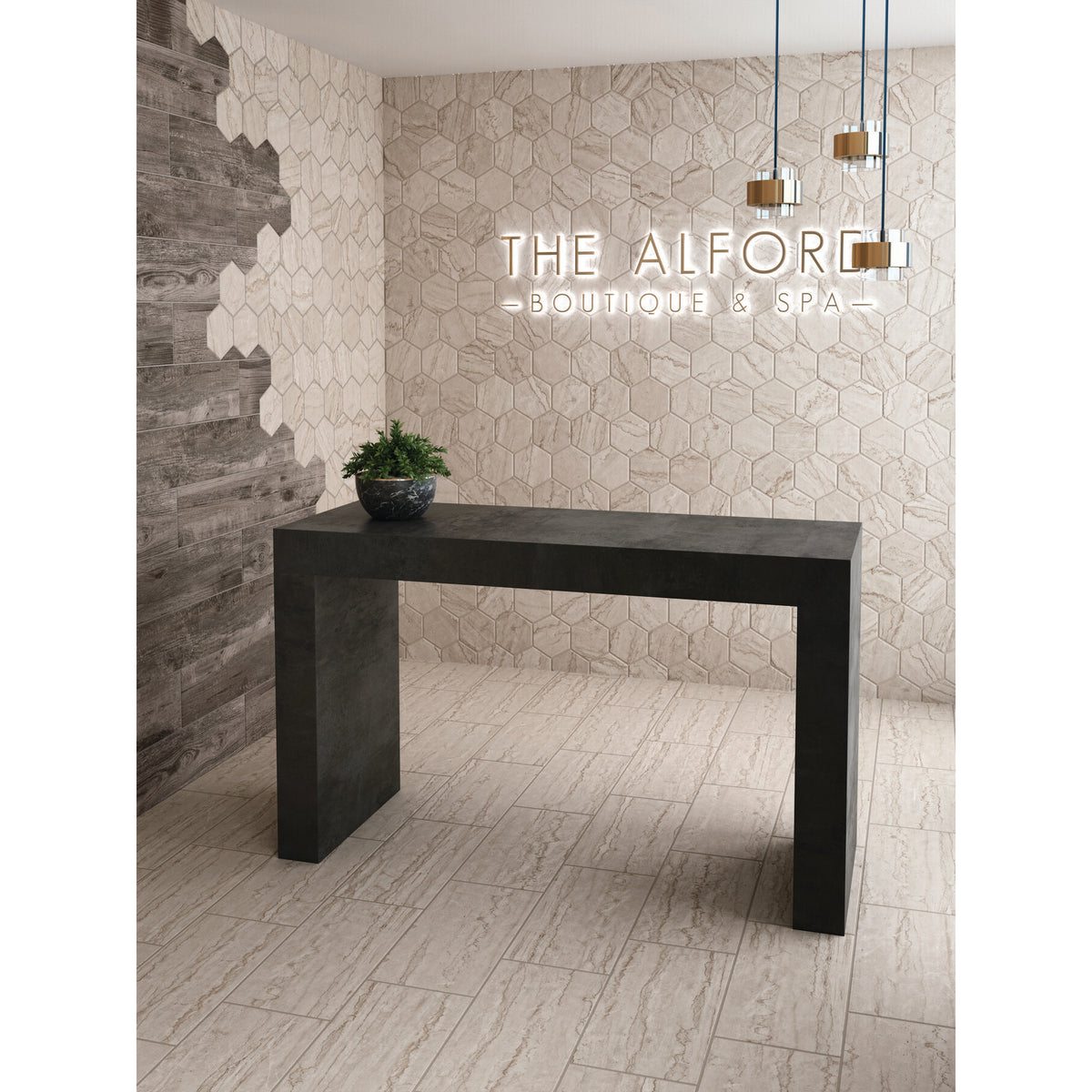 American Olean - Mythique Marble 12 in. x 24 in. Colorbody Porcelain Tile - Botticino Polished Installed