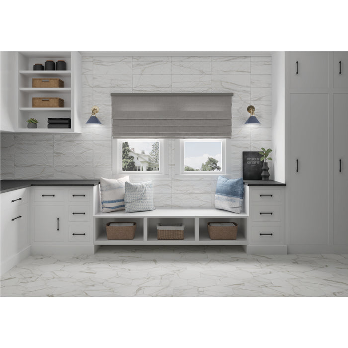 American Olean - Mythique Marble 8 in. Hexagon Porcelain Tile - Calacatta Venecia Matte Installed