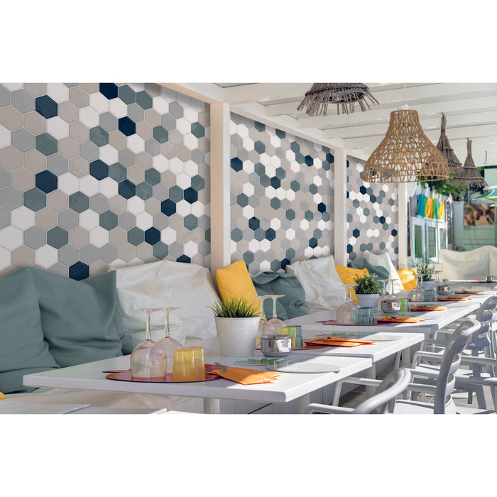 American Olean - Playscapes Hex Wall Tile - Linen PS72 Installed