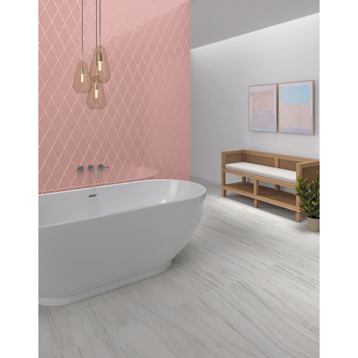 American Olean - Playscapes Harlequin Wall Tile - Peony PS75 Installed