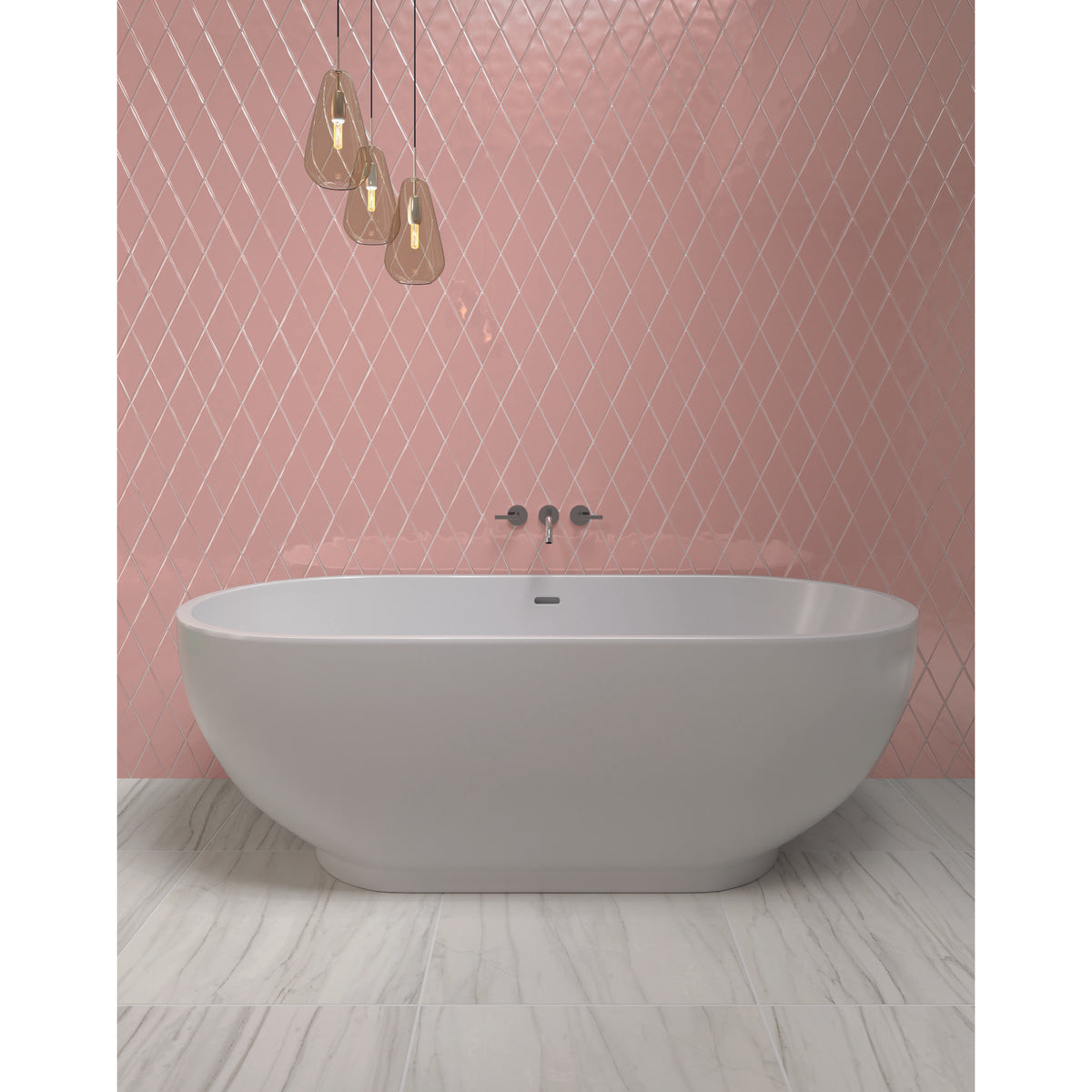 American Olean - Playscapes Harlequin Wall Tile - Peony PS75 Installed