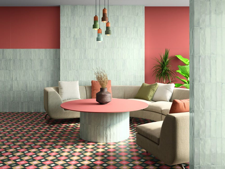 Tesoro - Old Savannah Collection 2" x 10" Ceramic Tile - White wall installation