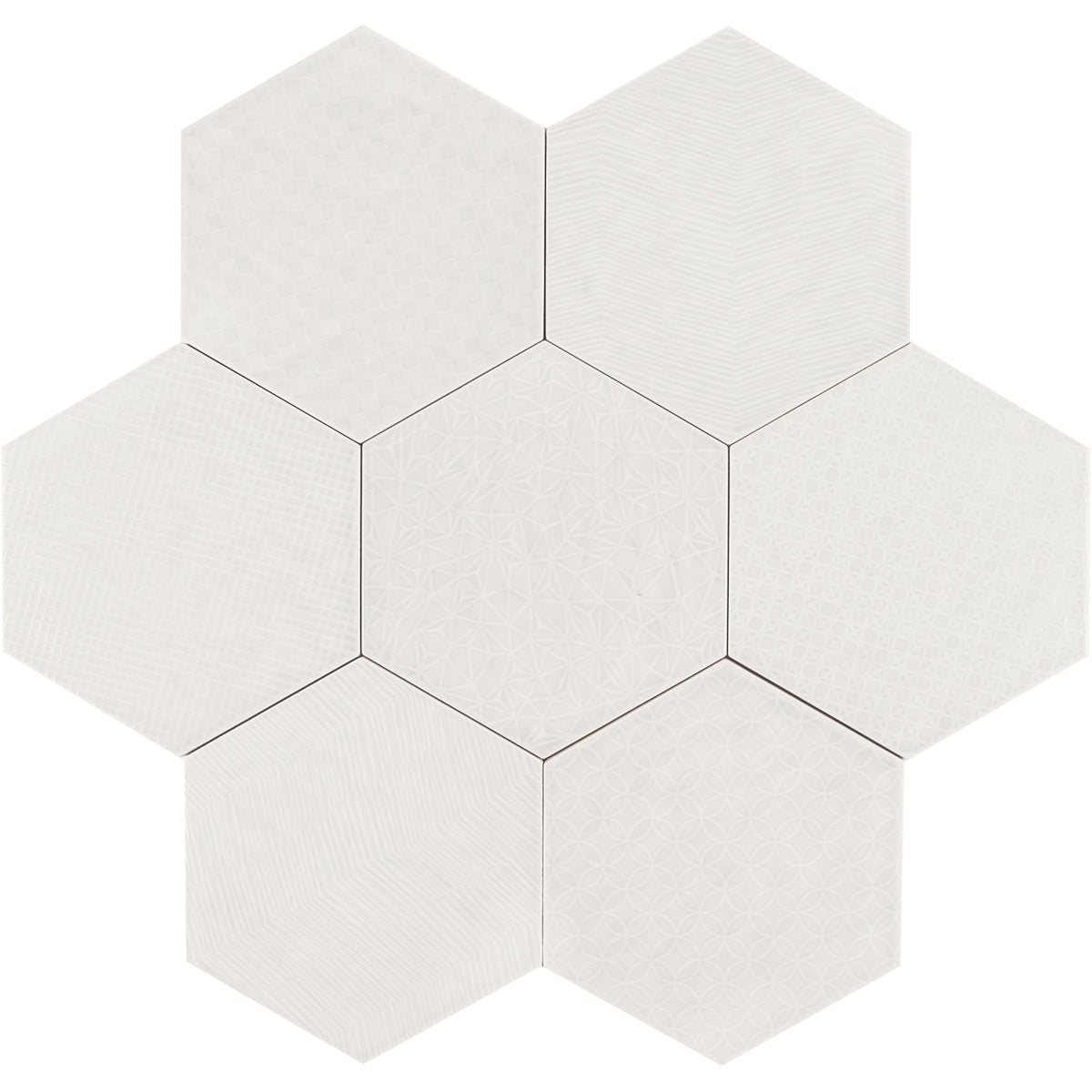 Tesoro - Albatross Hex 7 in. x 8 in. Ceramic Wall Tile - Cream Deco Glossy