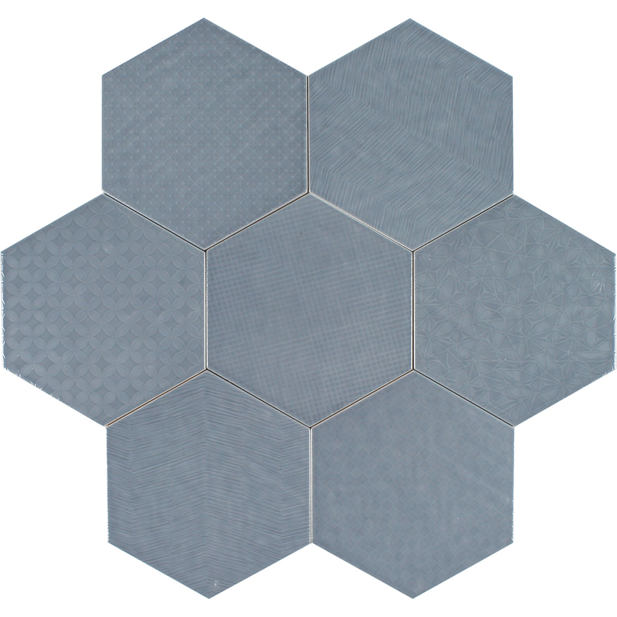 Tesoro - Albatross Hex 7 in. x 8 in. Ceramic Wall Tile - Deep Sea Deco Glossy