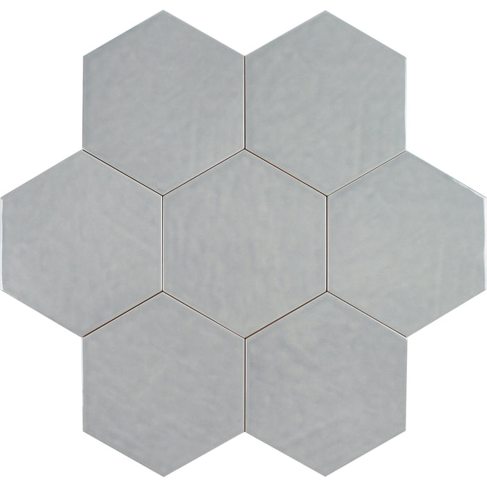 Tesoro - Albatross Hex 7 in. x 8 in. Ceramic Wall Tile - Grey Glossy