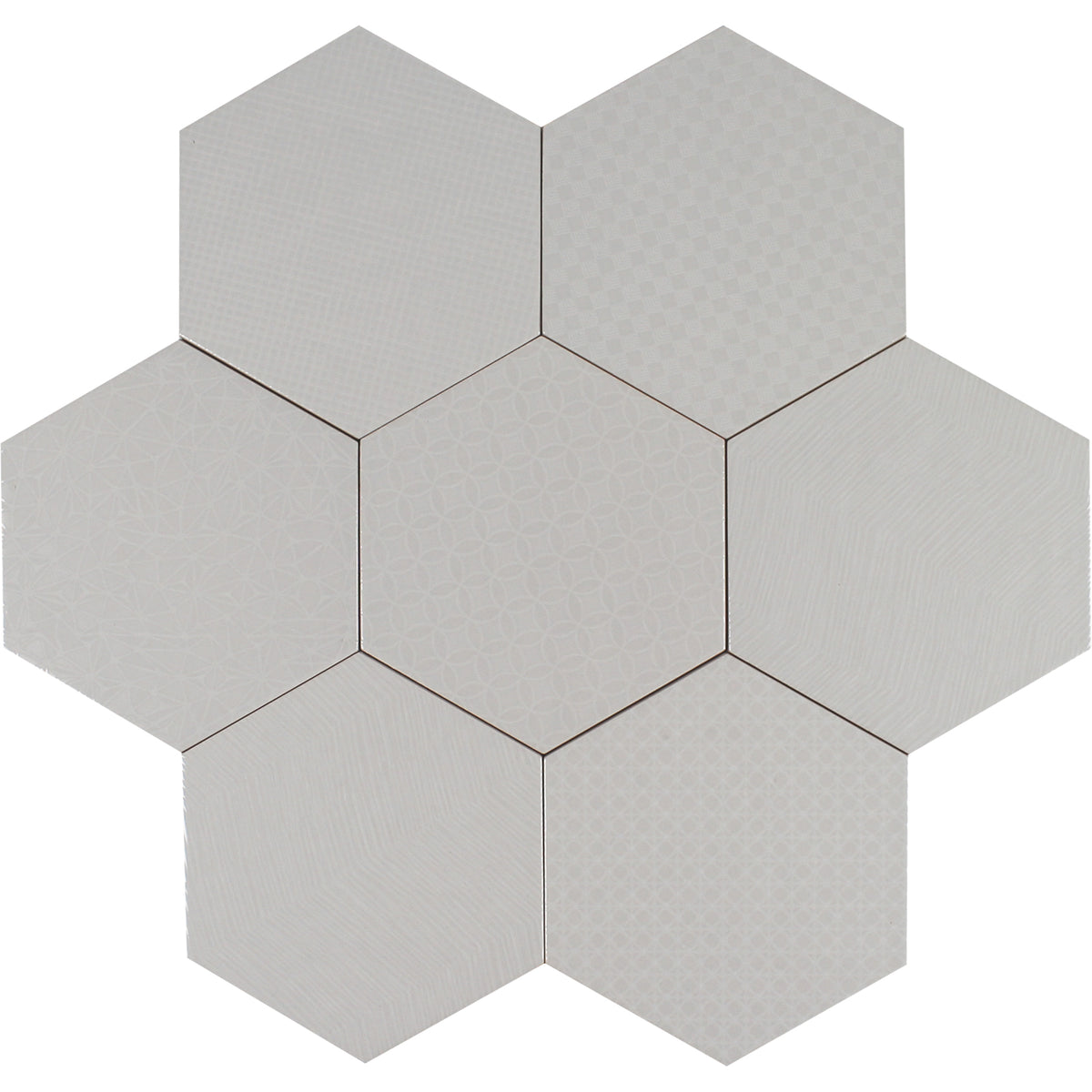 Tesoro - Albatross Hex 7 in. x 8 in. Ceramic Wall Tile - Pumice Deco Glossy