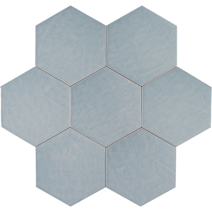 Tesoro - Albatross Hex 7 in. x 8 in. Ceramic Wall Tile - Sky Glossy