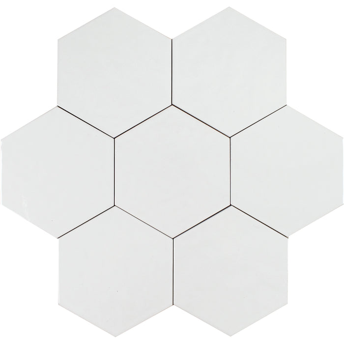 Tesoro - Albatross Hex 7 in. x 8 in. Ceramic Wall Tile - White Glossy