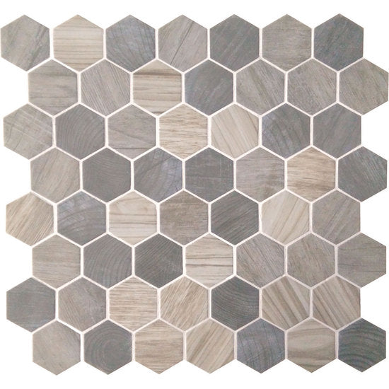 American Olean - Crosswood 1.5 in. Glass Hexagon Mosaic - Pelican