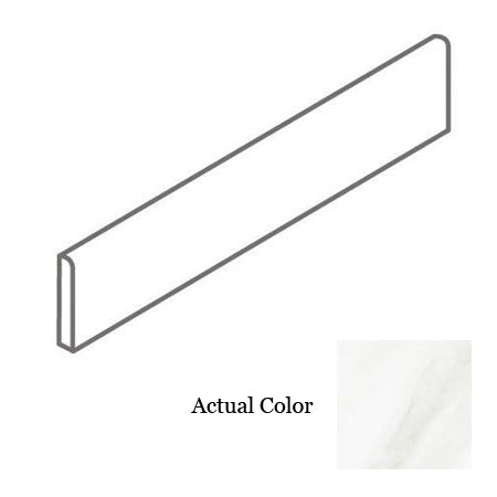 American Olean Mirasol Bianco Carrara Porcelain Bullnose Tile (3-in x 12-in)
