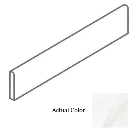 American Olean Mirasol 3 in. x 12 in. Ceramic Wall Bullnose- Bianco Carrara