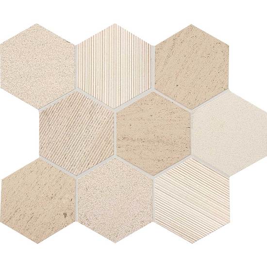 American Olean - Ascend Natural Stone 4&quot; Hexagon Mosaic - Honest Greige