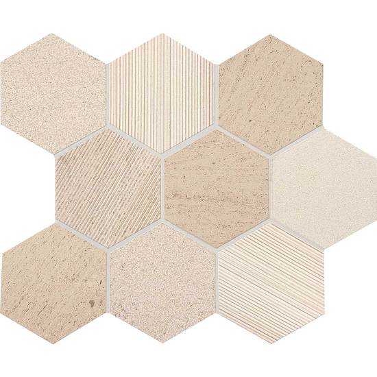 American Olean - Ascend Natural Stone 4" Hexagon Mosaic - Honest Greige