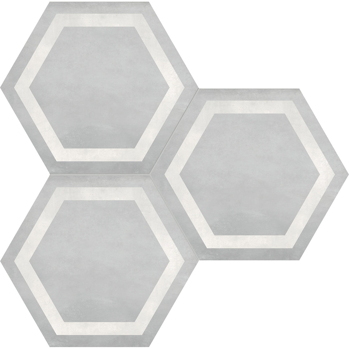 Anatolia - Form HD 7 in. x 8 in. Hexagon Frame Porcelain Tile - Ice