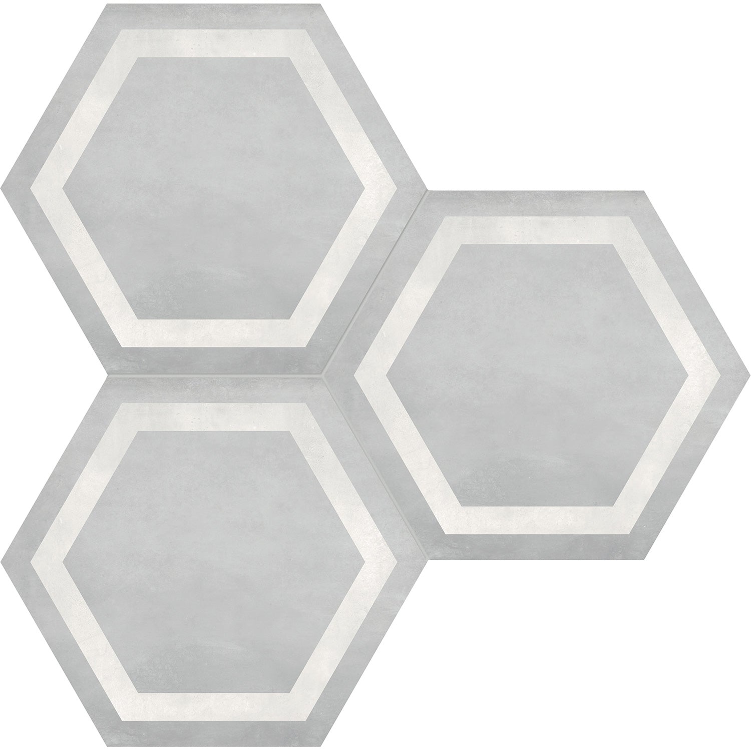 Anatolia - Form HD 7 in. x 8 in. Hexagon Frame Porcelain Tile - Ice