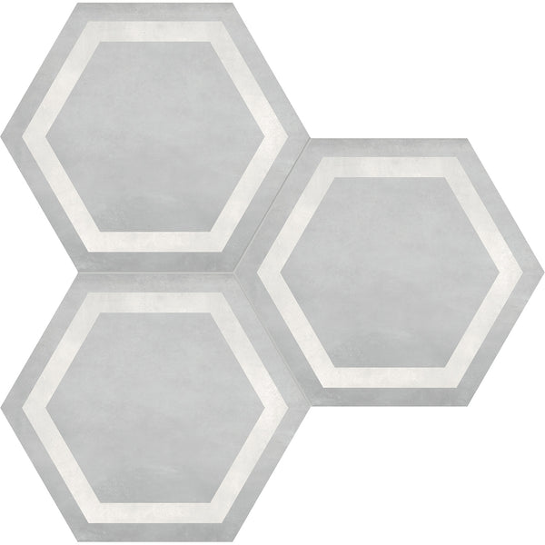 Anatolia - Form HD 7 in. x 8 in. Hexagon Frame Porcelain Tile - Ice ...