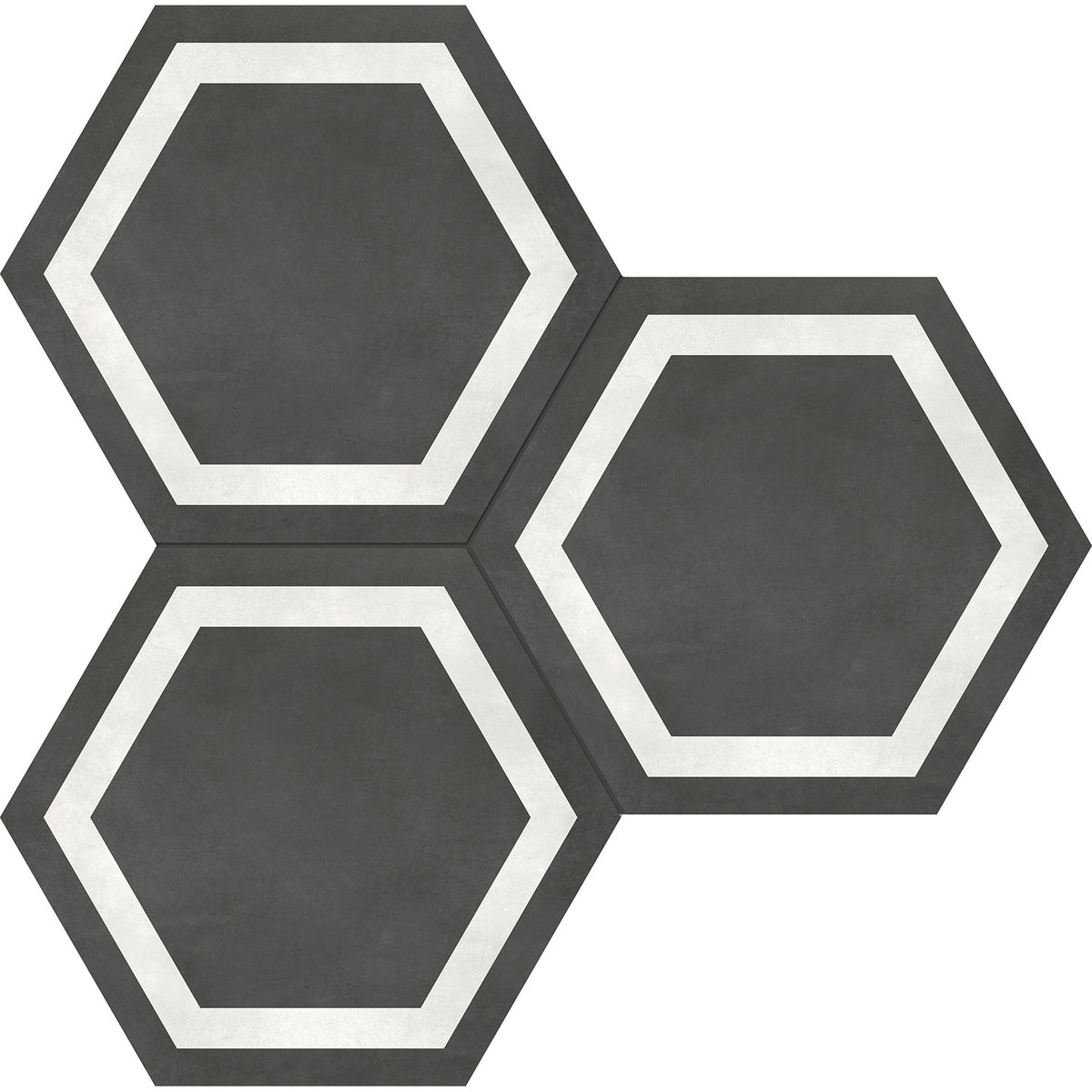 Anatolia - Form HD 7 in. x 8 in. Hexagon Frame Porcelain Tile - Graphite