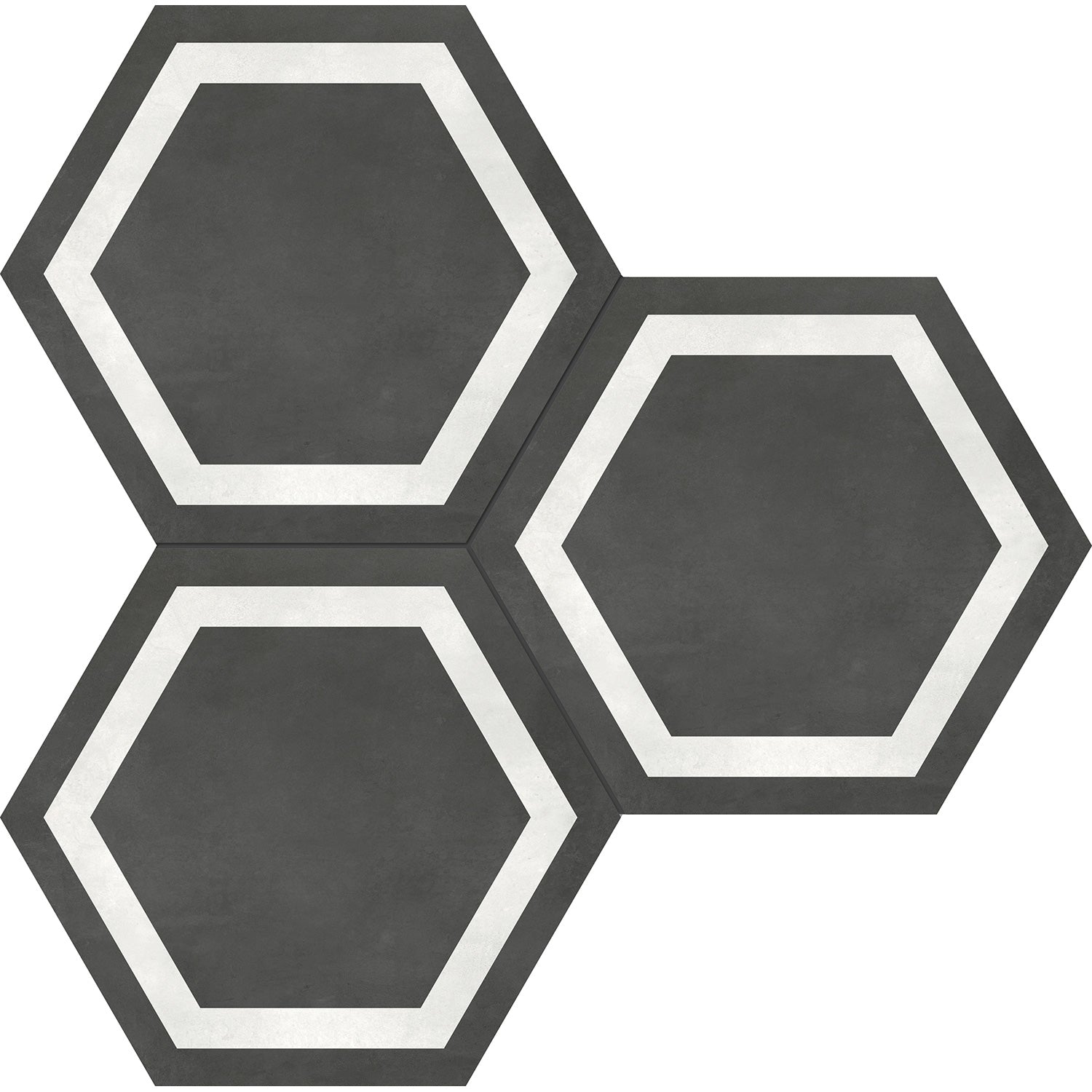 Anatolia - Form HD 7 in. x 8 in. Hexagon Frame Porcelain Tile - Graphite