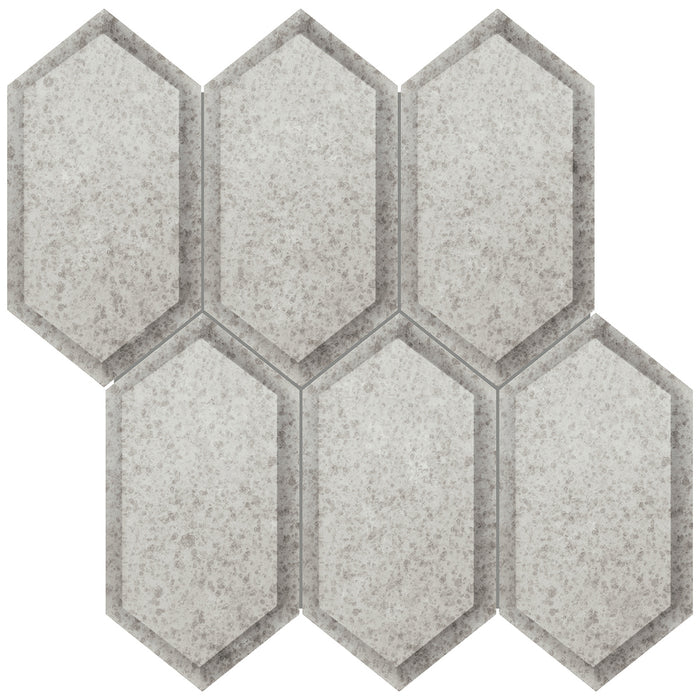 Anatolia - Obsidian - Beveled Hexagon Glass Mosaic - Antique Silver