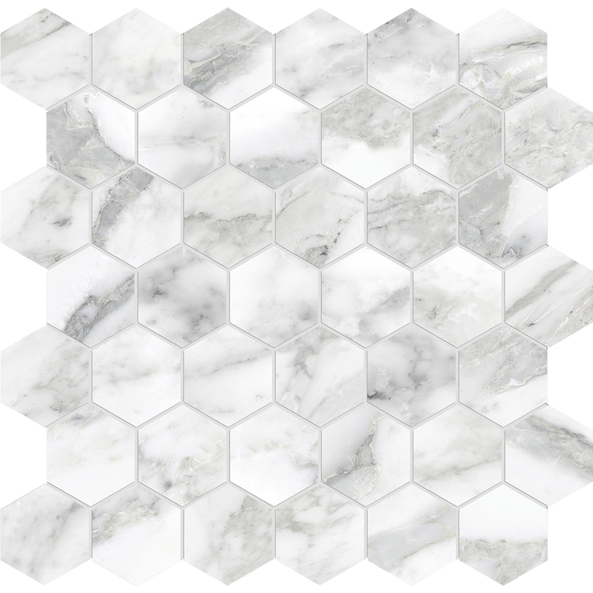 Anatolia - La Marca Glazed Porcelain 2 in. Hexagon Mosaic - Arabescato Honed