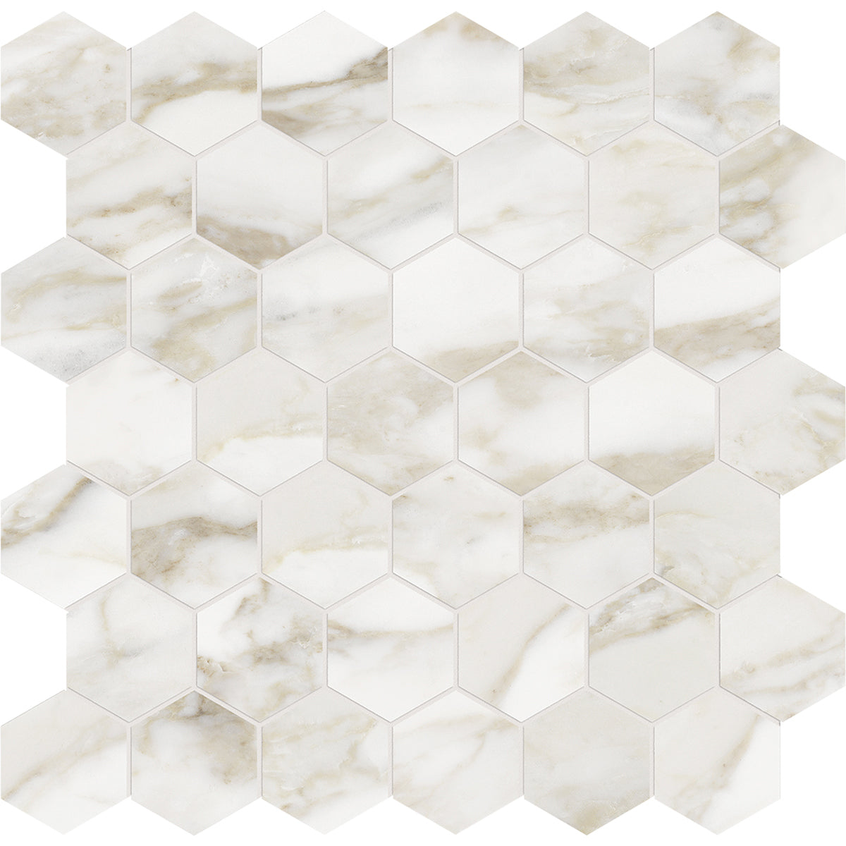 Anatolia - La Marca Glazed Porcelain 2 in. Hexagon Mosaic - Calacatta Paonazzo Honed