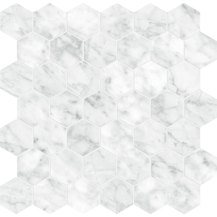 Anatolia - La Marca Glazed Porcelain 2 in. Hexagon Mosaic - Carrara Gioia Honed