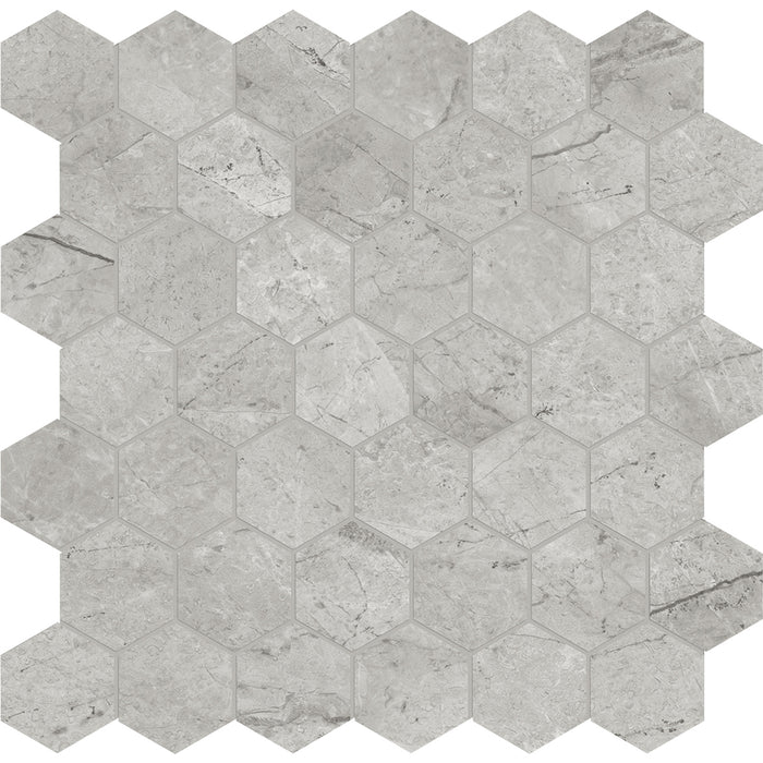 Anatolia - La Marca Glazed Porcelain 2 in. Hexagon Mosaic - Paradiso Argento Polished