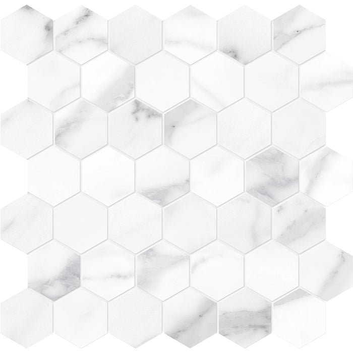 Anatolia - La Marca Glazed Porcelain 2 in. Hexagon Mosaic - Statuario Nuovo Honed