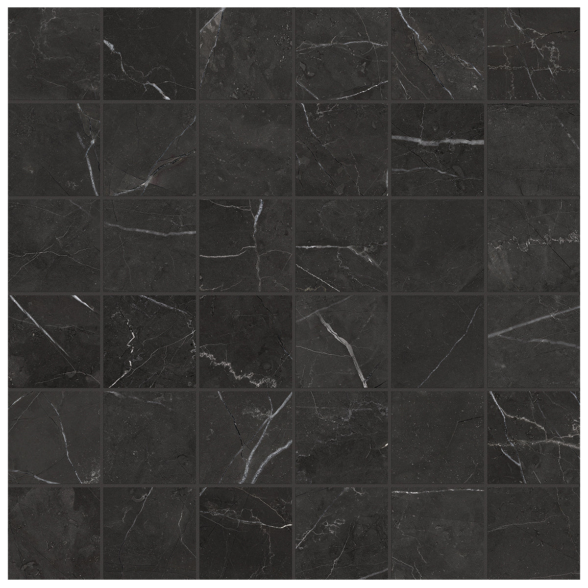 Anatolia - La Marca Honed Glazed Porcelain 2 in. x 2 in. Mosaic - Nero Venato