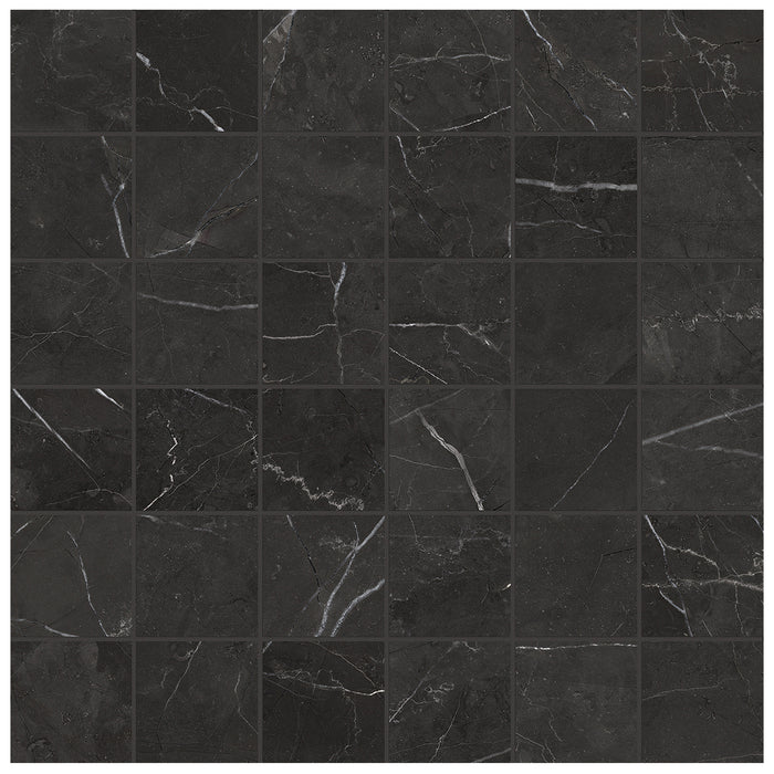 Anatolia - La Marca Honed Glazed Porcelain 2 in. x 2 in. Mosaic - Nero Venato