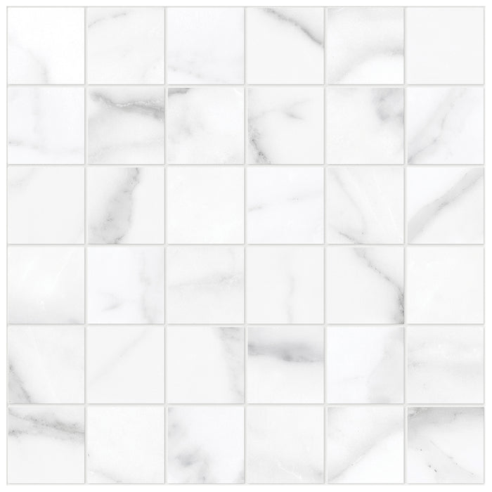 Anatolia - La Marca Honed Glazed Porcelain 2 in. x 2 in. Mosaic - Statuario Nuovo