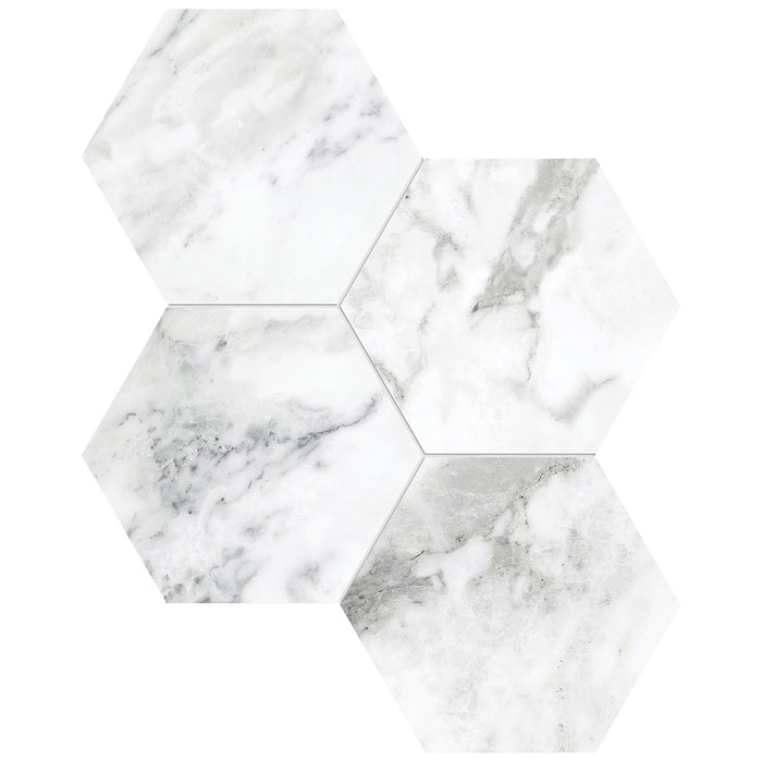 Anatolia - La Marca Glazed Porcelain 6 in. Hexagon Mosaic - Arabescato Honed
