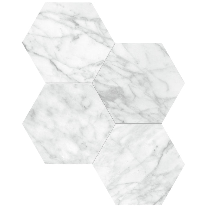 Anatolia - La Marca Glazed Porcelain 6 in. Hexagon Mosaic - Carrara Gioia Honed