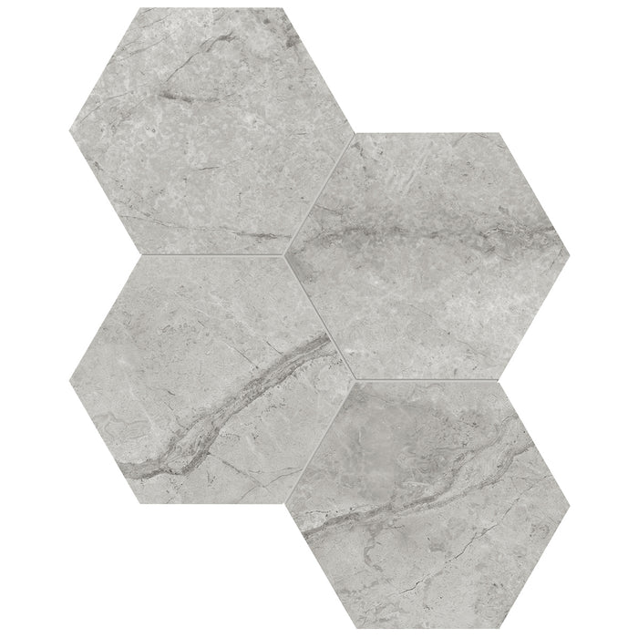 Anatolia - La Marca Glazed Porcelain 6 in. Hexagon Mosaic - Paradiso Argento Polished