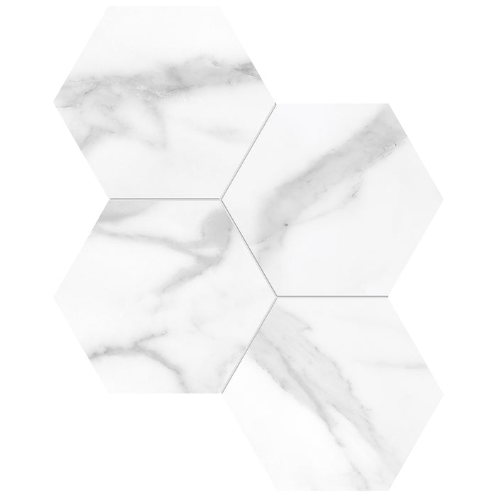 Anatolia - La Marca Glazed Porcelain 6 in. Hexagon Mosaic - Statuario Nuovo Polished