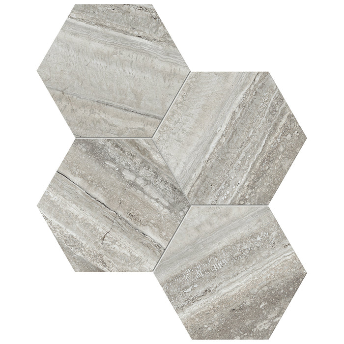 Anatolia - La Marca Glazed Porcelain 6 in. Hexagon Mosaic - Travertino Instrata Honed