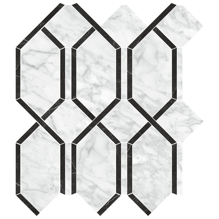 Anatolia - La Marca Glazed Porcelain Modella Mosaic - Carrara Gioia Polished