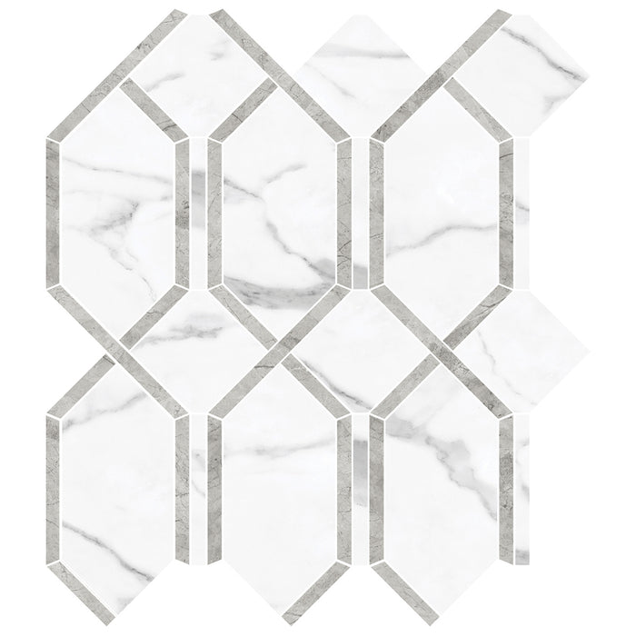 Anatolia - La Marca Glazed Porcelain Modella Mosaic - Statuario Nuovo Polished