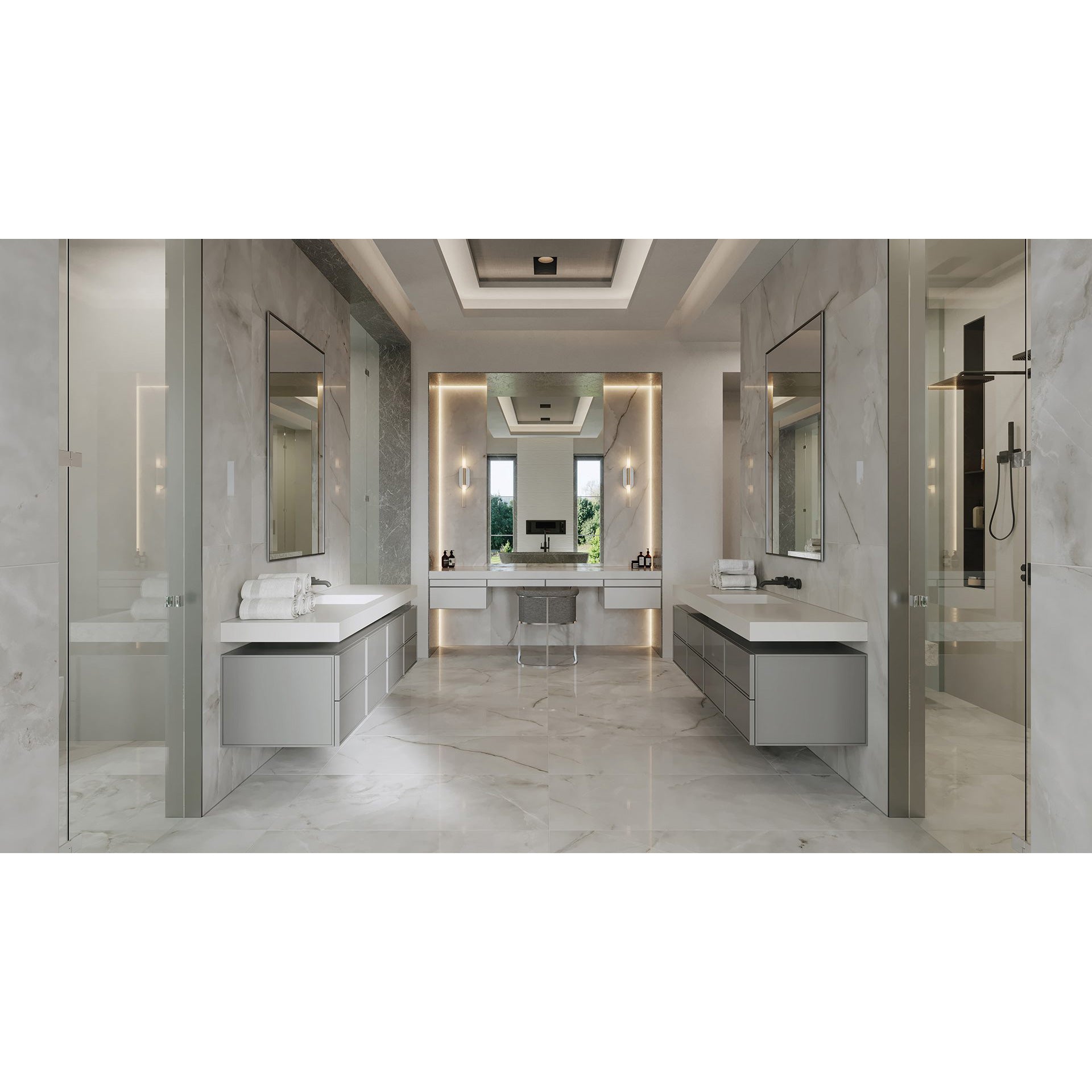 Anatolia La Marca Onyx Nuvolato 32-in x 32-in Polished Porcelain Marble Look Floor and Wall Tile (13.78-sq. ft/ Carton)