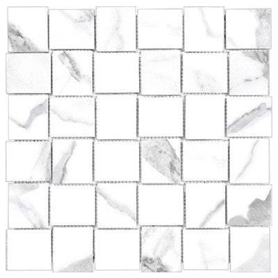 Anatolia Mayfair 2 in. x 2 in. HD Porcelain Basketweave Mosaics - Statuario Venato (Matte)