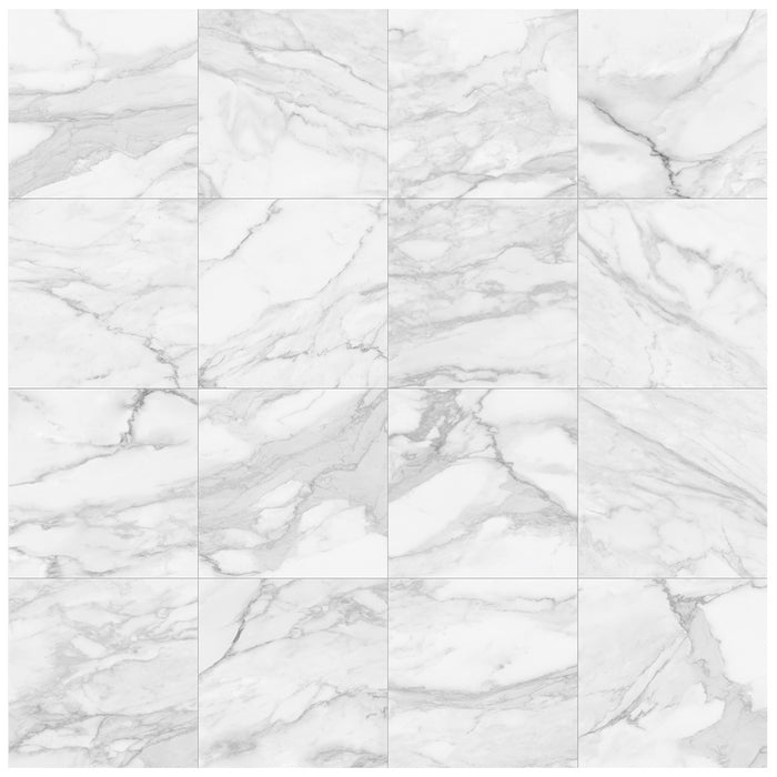 Anatolia - Plata 24 in. x 24 in. Glazed Porcelain Rectified Tile - Statuario Brina Polished Variation